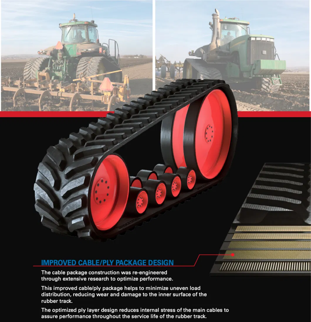 Agricultural Farm Tractor Track 762mm 915mm Combine Harvester Rubber Track for Case John Deere Agco Challenger